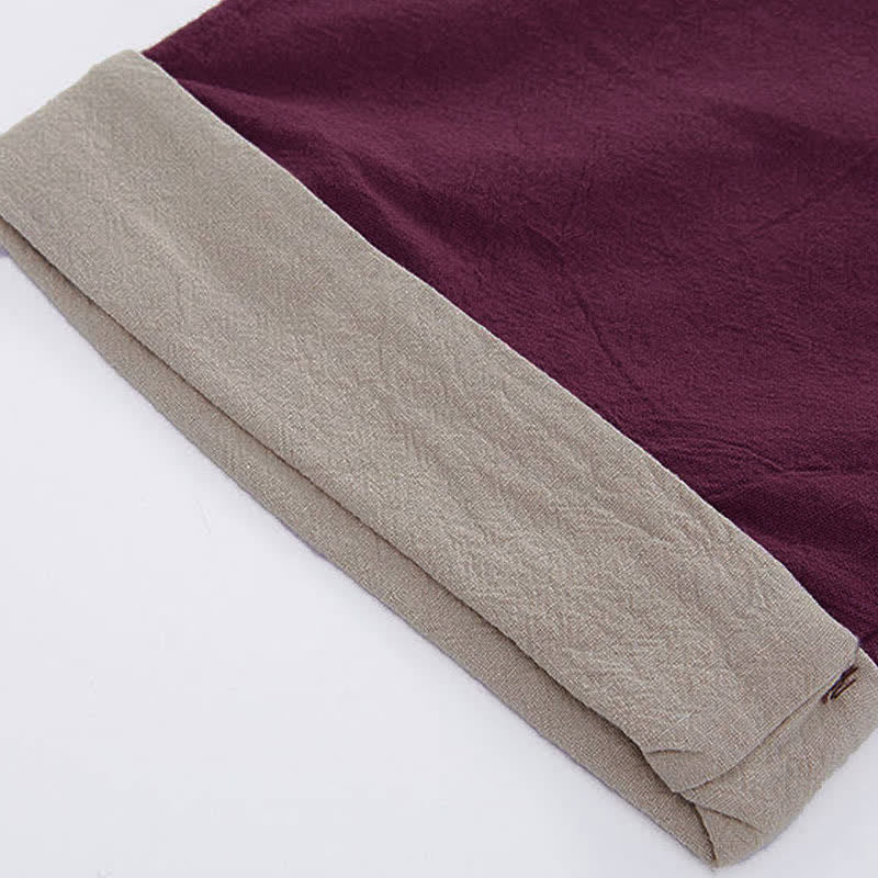 Buddha Stones Letnie, minimalistyczne, męskie kimono z krótkim rękawem i dekoltem w serek, zapinane na guziki i żabki - Image 10