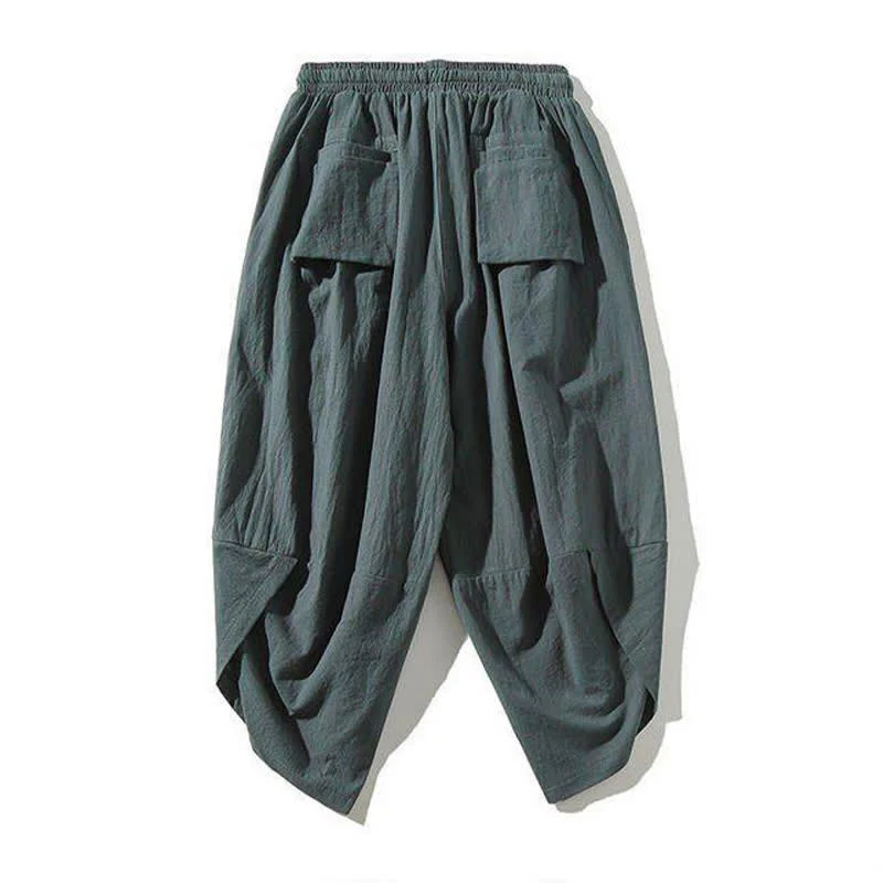 Buddha Stones Letnie spodnie capri w stylu Tang ze ściągaczem i motywem ryby Koi, męskie, haremowe, z kieszenią - Image 16