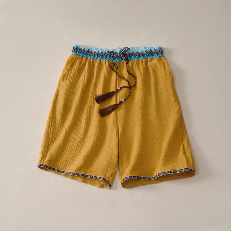 Męskie szorty bermudy Buddha Stones Summer Boho Casual ze ściągaczem i geometrycznymi kieszeniami - Image 15