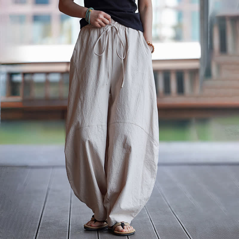 Buddha Stones Letnie, swobodne, męskie spodnie haremowe ze ściągaczem i solidną bawełną, z kieszenią - Image 26