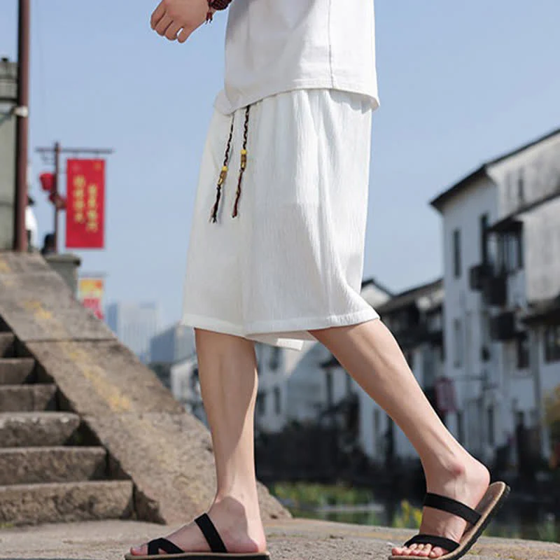 Szorty bermudy męskie Buddha Stones Summer Casual ze ściągaczem i kieszeniami - Image 4