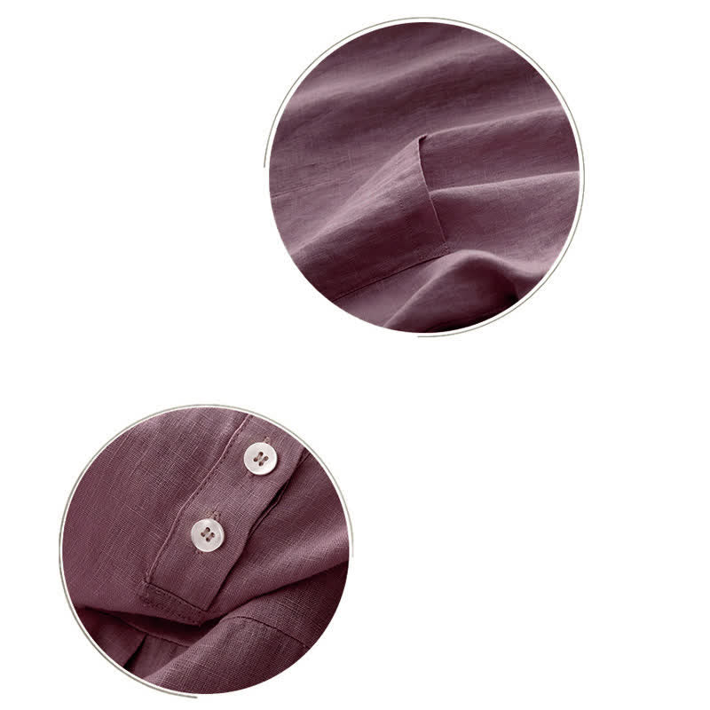 Buddha Stones Letnie, swobodne, minimalistyczne, damskie koszulki z krótkim rękawem i kieszeniami z przodu, z guzikami z tyłu - Image 10