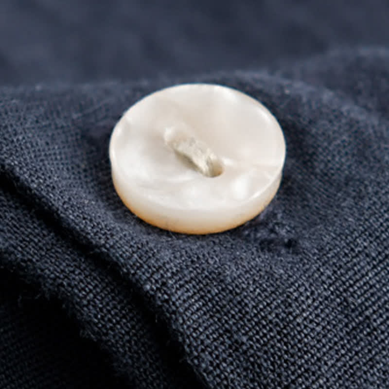 Buddha Stones Letnie, swobodne, minimalistyczne koszule męskie z krótkim rękawem i kieszeniami naszywanymi - Image 5