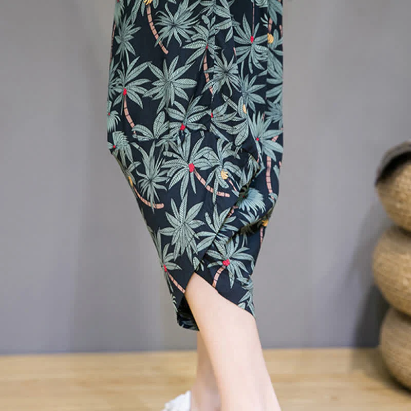 Buddha Stones Letnie, swobodne spodnie capri w stylu boho ze ściągaczem i kwiatowym wzorem, męskie spodnie haremowe z kieszenią - Image 12