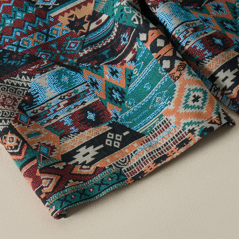 Szorty męskie Buddha Stones Summer Casual Boho ze ściągaczem i geometrycznym wzorem i kieszeniami - Image 17