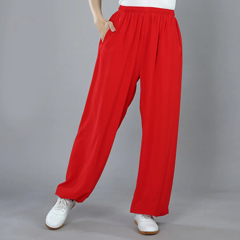 Buddha Stones Letnie Unisex Elastyczna Talia Tai Chi Kung Fu Qigong Praktyka Bawełna Oddychające Spodnie Z Kieszeniami - Image 15