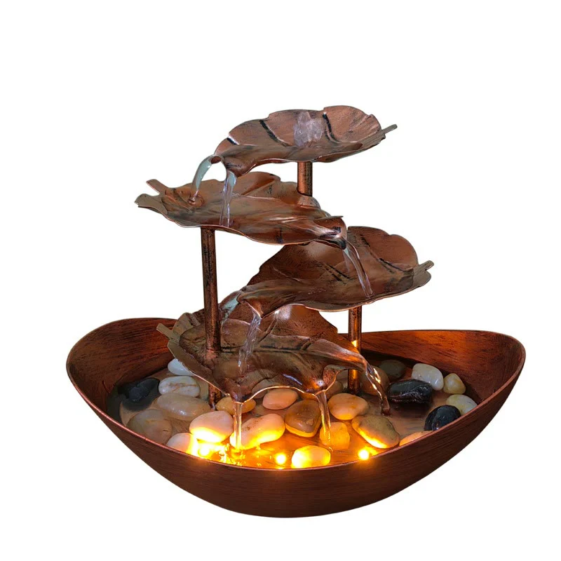 Buddha Stones, Liść Lotosu, Fontanna-Wodospad, Ozdoba Stołowa z Oświetleniem LED, Dekoracja Stołu w Domu i Biurze - Image 24