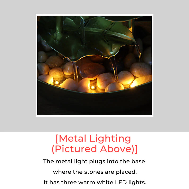 Buddha Stones, Liść Lotosu, Fontanna-Wodospad, Ozdoba Stołowa z Oświetleniem LED, Dekoracja Stołu w Domu i Biurze - Image 26
