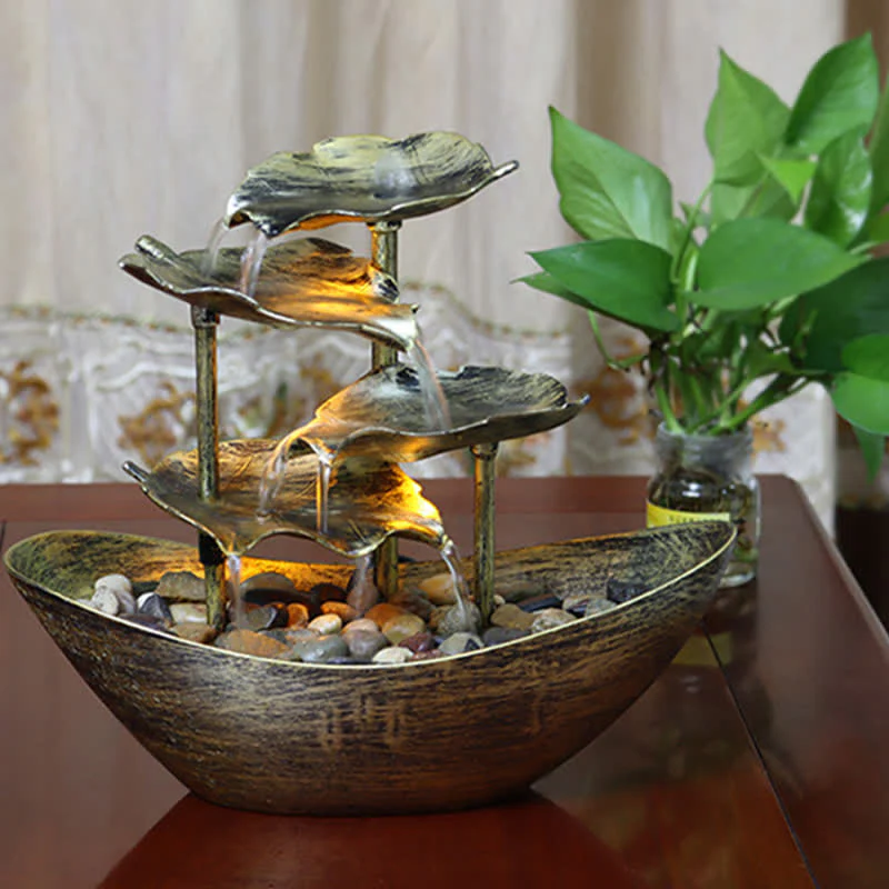 Buddha Stones, Liść Lotosu, Fontanna-Wodospad, Ozdoba Stołowa z Oświetleniem LED, Dekoracja Stołu w Domu i Biurze - Image 8
