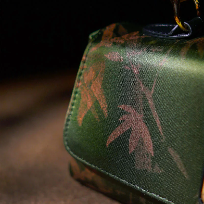 Buddha Stones Liście Gałęzie Bambusowy Uchwyt Metalowy Łańcuch Torba Crossbody Hangbags - Image 10