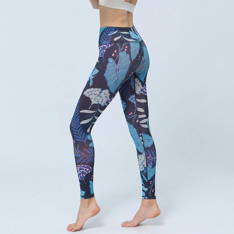 Buddha Stones Liście Nadruk Sport Fitness Joga Wysoki Stan Legginsy Damskie Spodnie do Jogi - Image 11
