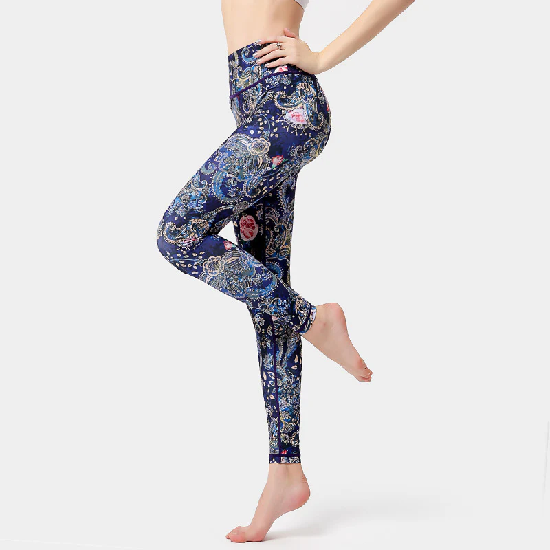 Buddha Stones Liście Ptaki Nadruk Spodnie Sport Fitness Joga Taniec Legginsy Damskie Spodnie do Jogi - Image 10