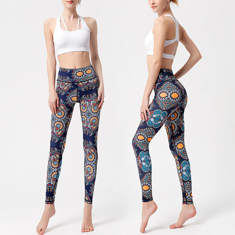 Buddha Stones Liście Ptaki Nadruk Spodnie Sport Fitness Joga Taniec Legginsy Damskie Spodnie do Jogi - Image 3