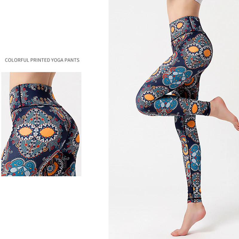 Buddha Stones Liście Ptaki Nadruk Spodnie Sport Fitness Joga Taniec Legginsy Damskie Spodnie do Jogi - Image 4