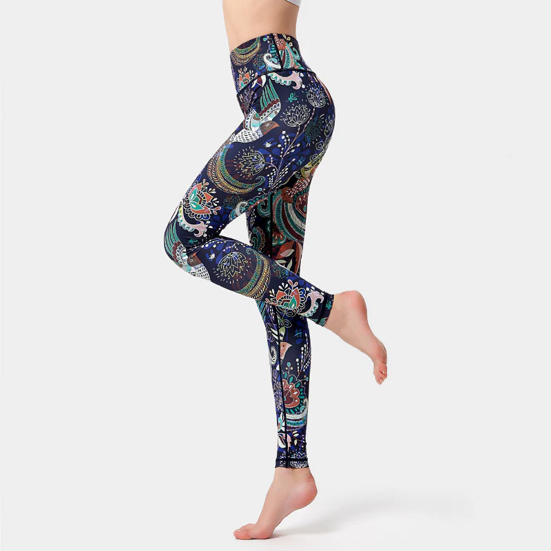 Buddha Stones Liście Ptaki Nadruk Spodnie Sport Fitness Joga Taniec Legginsy Damskie Spodnie do Jogi - Image 5