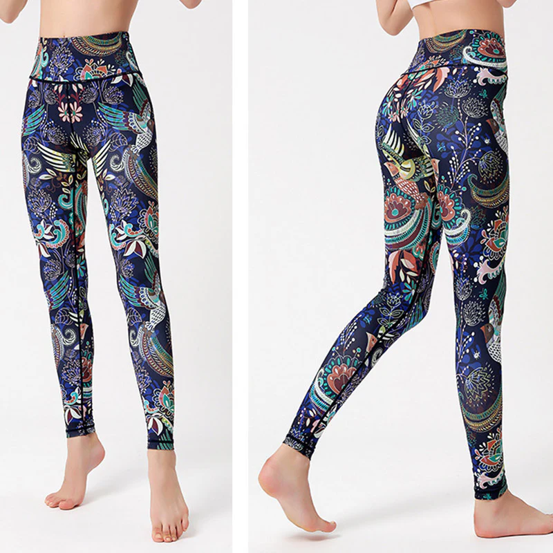 Buddha Stones Liście Ptaki Nadruk Spodnie Sport Fitness Joga Taniec Legginsy Damskie Spodnie do Jogi - Image 7