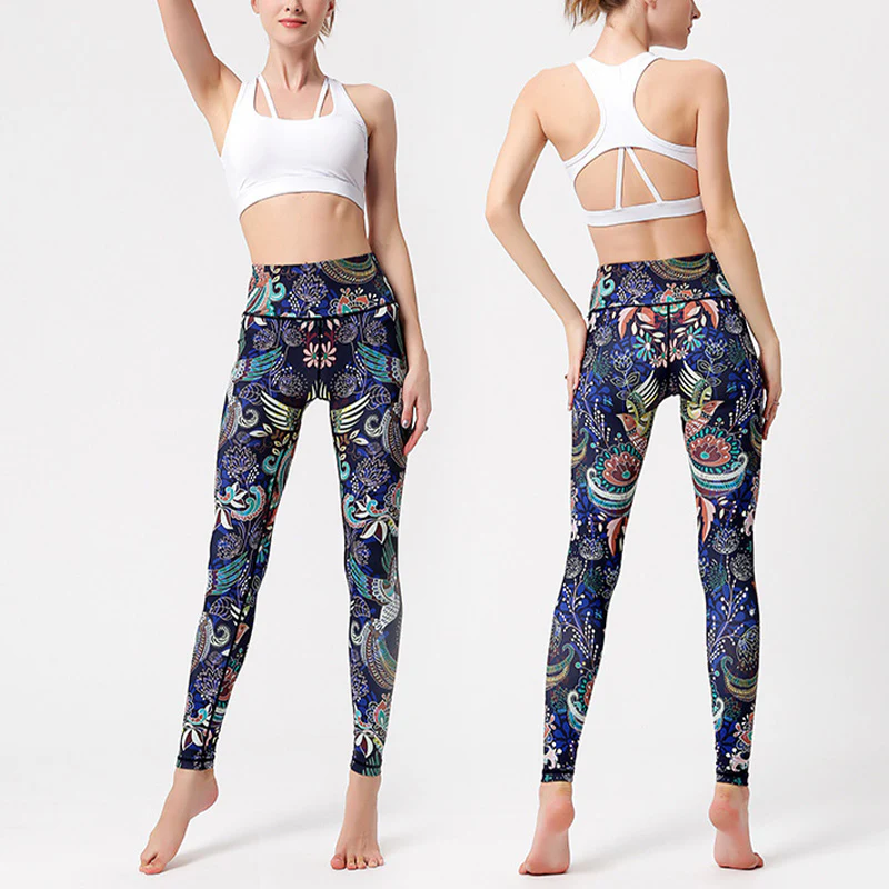Buddha Stones Liście Ptaki Nadruk Spodnie Sport Fitness Joga Taniec Legginsy Damskie Spodnie do Jogi - Image 8