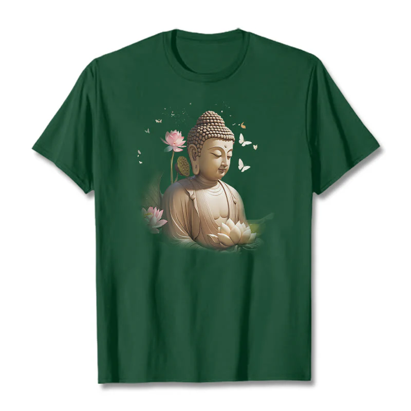 Buddha Stones Lotos Motyl Medytacja Budda Koszulka T-shirt - Image 10