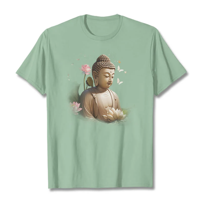 Buddha Stones Lotos Motyl Medytacja Budda Koszulka T-shirt - Image 14