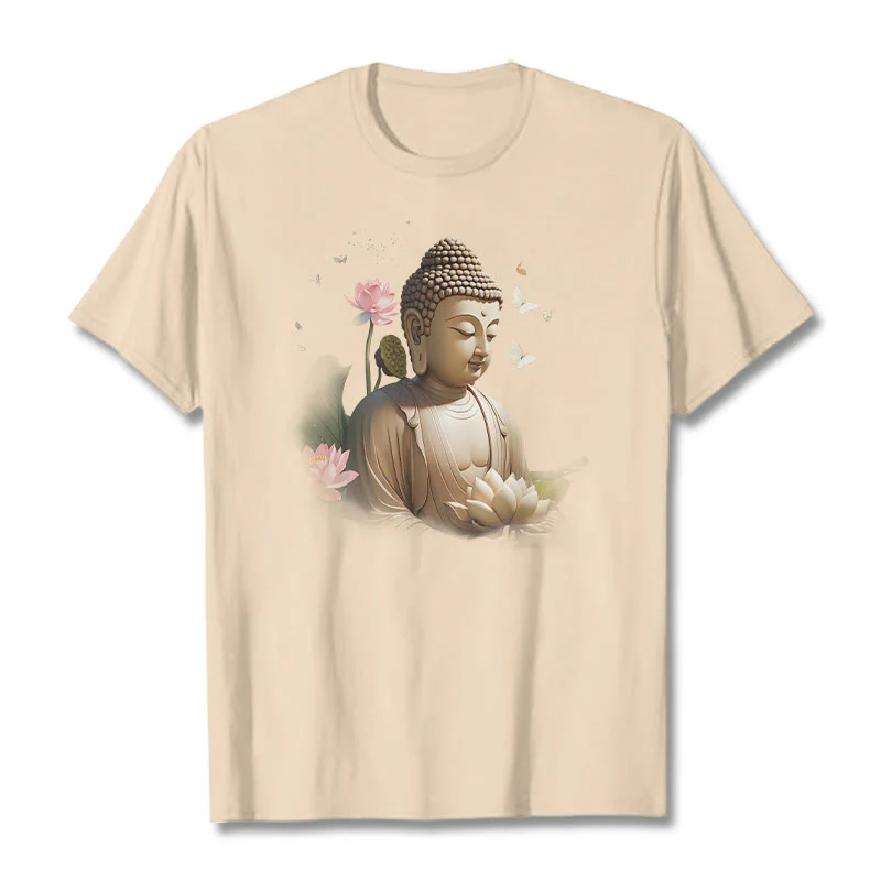 Buddha Stones Lotos Motyl Medytacja Budda Koszulka T-shirt - Image 8