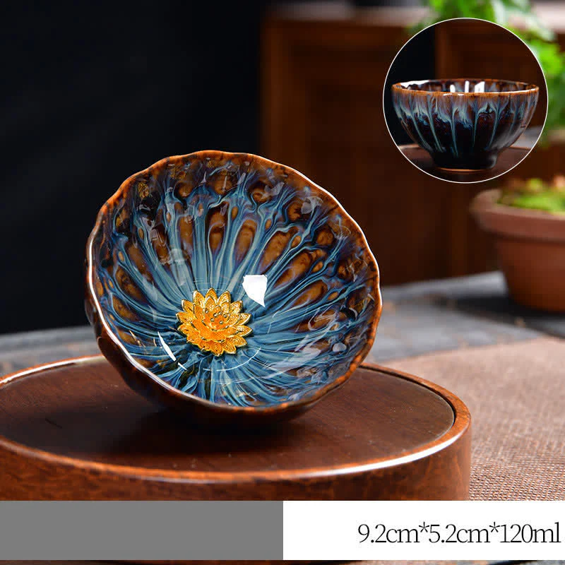 Buddha Stones Lotos Paw Smok Feniks Ryba Koi Ceramiczna filiżanka do herbaty Intarsjowane filiżanki do herbaty 120 ml - Image 10