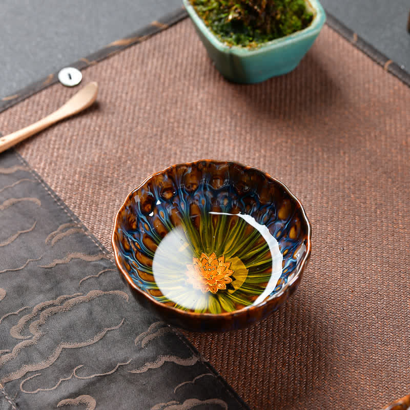 Buddha Stones Lotos Paw Smok Feniks Ryba Koi Ceramiczna filiżanka do herbaty Intarsjowane filiżanki do herbaty 120 ml - Image 2