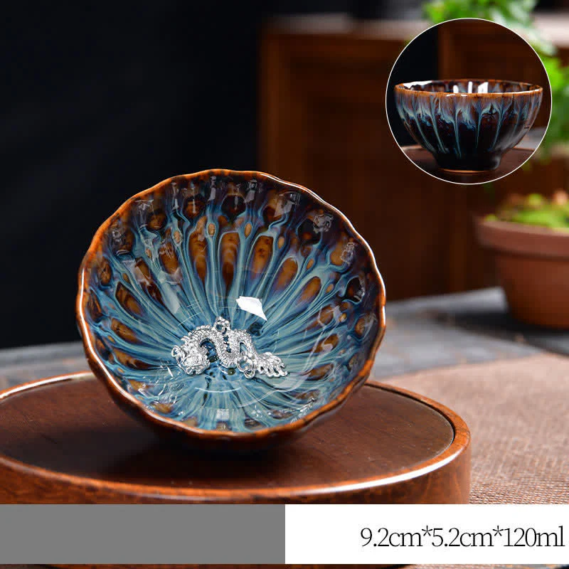 Buddha Stones Lotos Paw Smok Feniks Ryba Koi Ceramiczna filiżanka do herbaty Intarsjowane filiżanki do herbaty 120 ml - Image 21