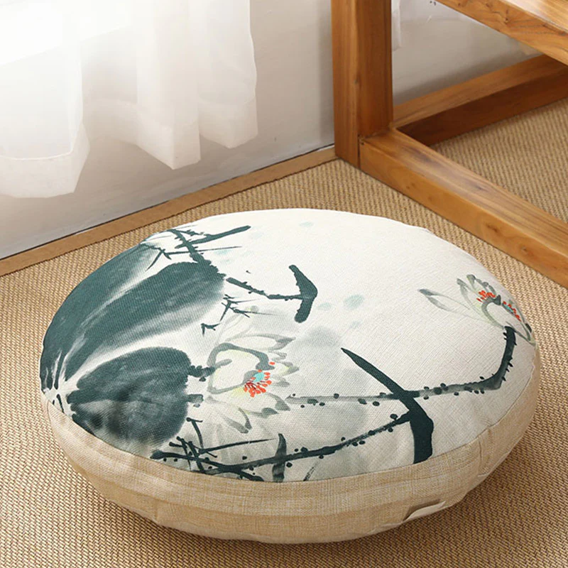 Buddha Stones Lotos Prosty Wzór Lniana Poduszka Medytacyjna Siedzenie Dekoracja Domu Salon - Image 33