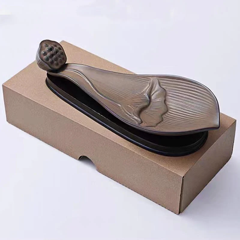 Buddha Stones Lotus Pod Zen Healing Brown Ceramic Stick Kadzidło Dekoracja - Image 11