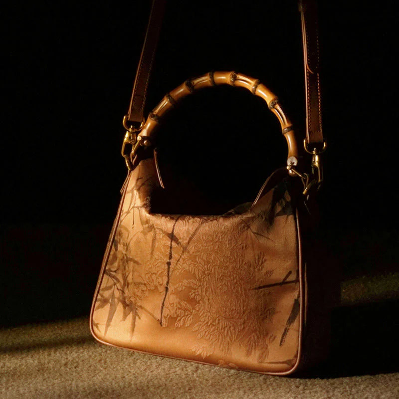 Buddha Stones Lush Bamboo Handle Xiangyunsha Silk Torebki typu crossbody - Image 20
