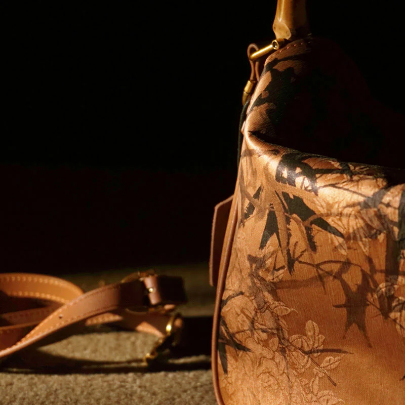 Buddha Stones Lush Bamboo Handle Xiangyunsha Silk Torebki typu crossbody - Image 25