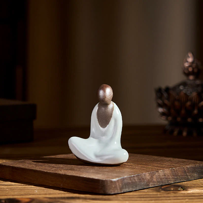 Buddha Stones , mała, bezpostaciowa, medytująca ceramiczna figurka Buddy, dekoracja domu Zen, 4*2,5*5 cm - Image 5