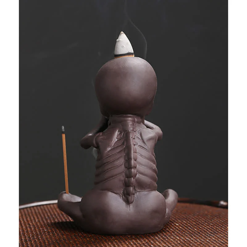 Buddha Stones Mała Czaszka Duch Fioletowa Glina Fontanna Dymna Zwrotna Pokój Kadzidło Palnik Dekoracja - Image 12
