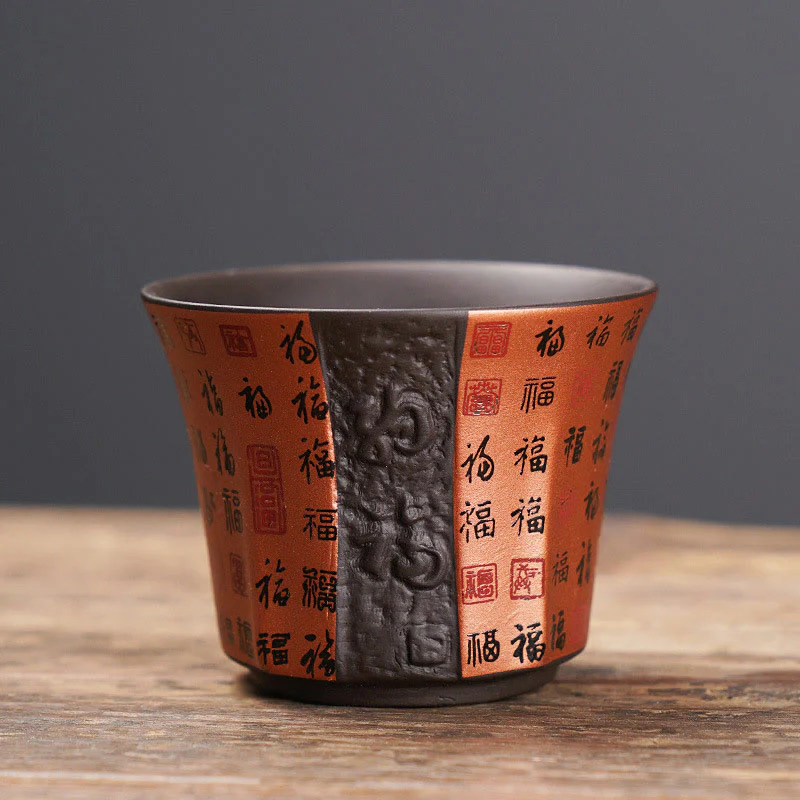 Buddha Stones Mała Fu Postać Fioletowa Glina Ceramiczna Filiżanka Do Herbaty Kung Fu Filiżanka Do Herbaty 50ml