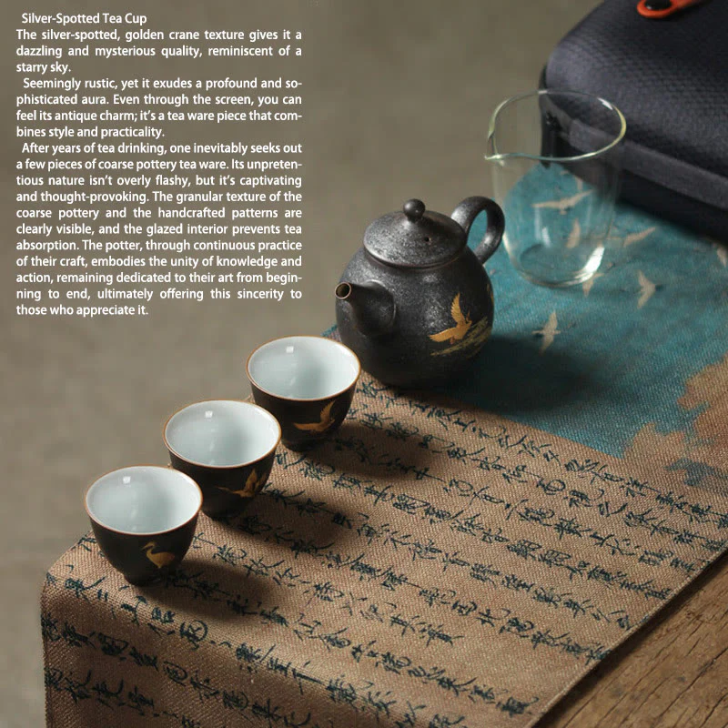 Buddha Stones Mała, ręcznie malowana, ceramiczna filiżanka do herbaty Kung Fu w kształcie złotego żurawia, 40 ml - Image 13