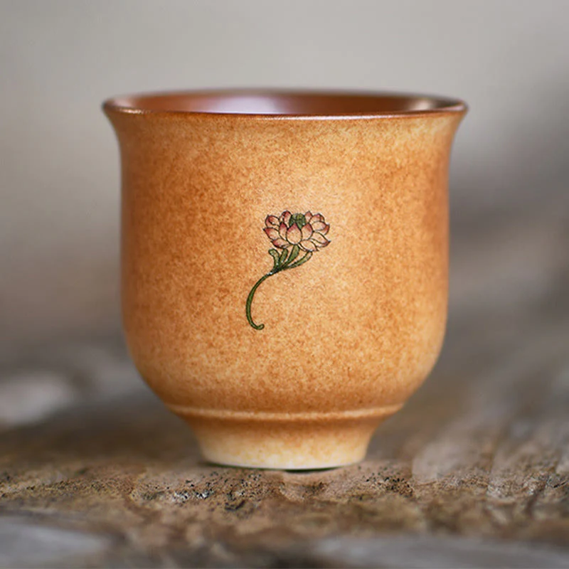 Buddha Stones Małe Freski Dunhuang Lotos Ceramiczny Filiżanka Do Herbaty Kung Fu 90 ml - Image 3