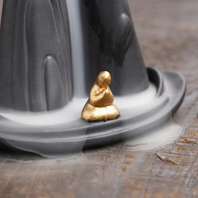 Buddha Stones Małe Góry Mnicha Płynąca Woda Fioletowa Glina Ceramiczna Uzdrawiająca Kadzidło Zwrotne Dekoracja Palnika - Image 11