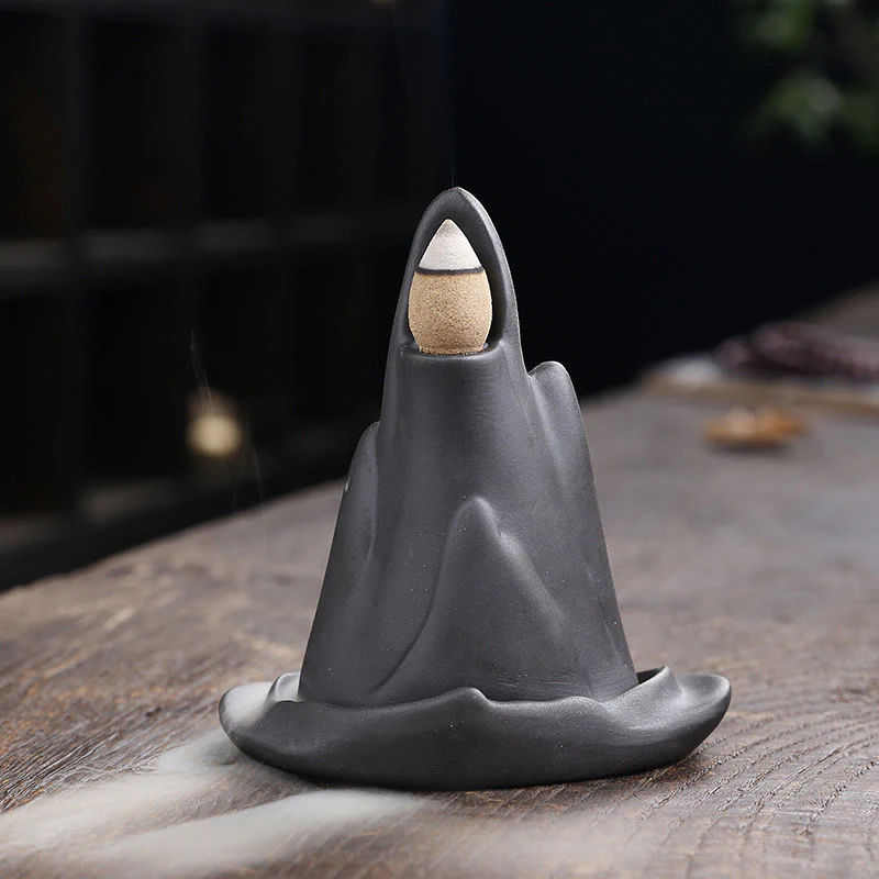 Buddha Stones Małe Góry Mnicha Płynąca Woda Fioletowa Glina Ceramiczna Uzdrawiająca Kadzidło Zwrotne Dekoracja Palnika - Image 3