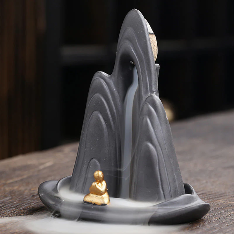 Buddha Stones Małe Góry Mnicha Płynąca Woda Fioletowa Glina Ceramiczna Uzdrawiająca Kadzidło Zwrotne Dekoracja Palnika - Image 6