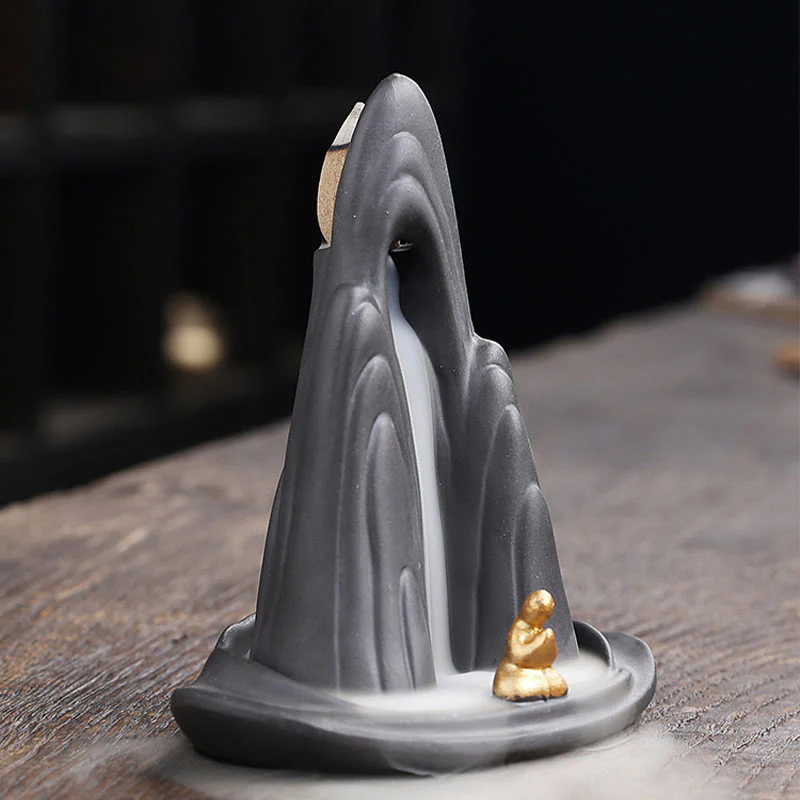Buddha Stones Małe Góry Mnicha Płynąca Woda Fioletowa Glina Ceramiczna Uzdrawiająca Kadzidło Zwrotne Dekoracja Palnika - Image 8