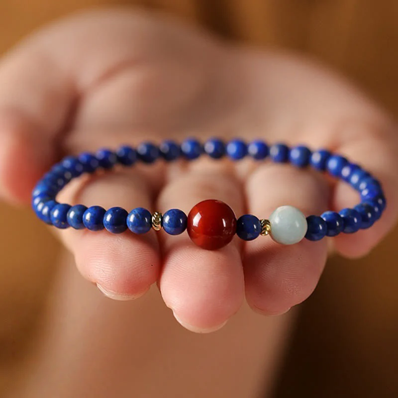 Bransoletka z Buddha Stones, małych lazurytów, lapis lazuli i agatu, ultracienkich koralików - Image 11