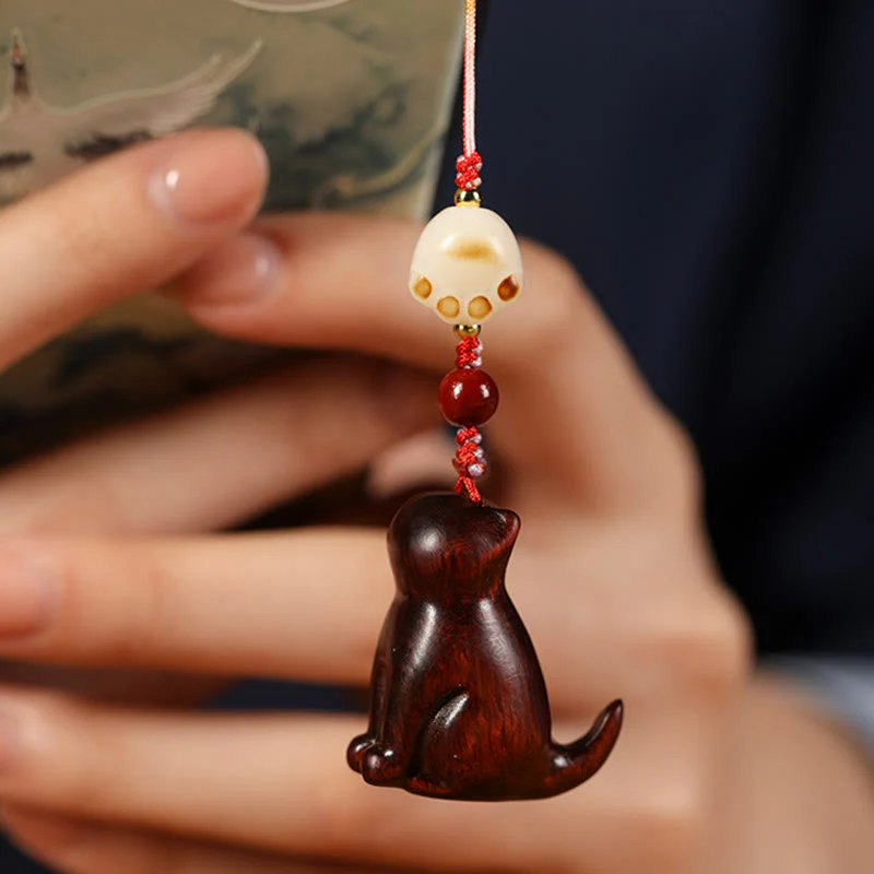 Buddha Stones Małe Liście Czerwone Drzewo Sandałowe Zielone Drzewo Sandałowe Siedzący Kot Uspokajający Telefon Wiszący Dekoracja - Image 5