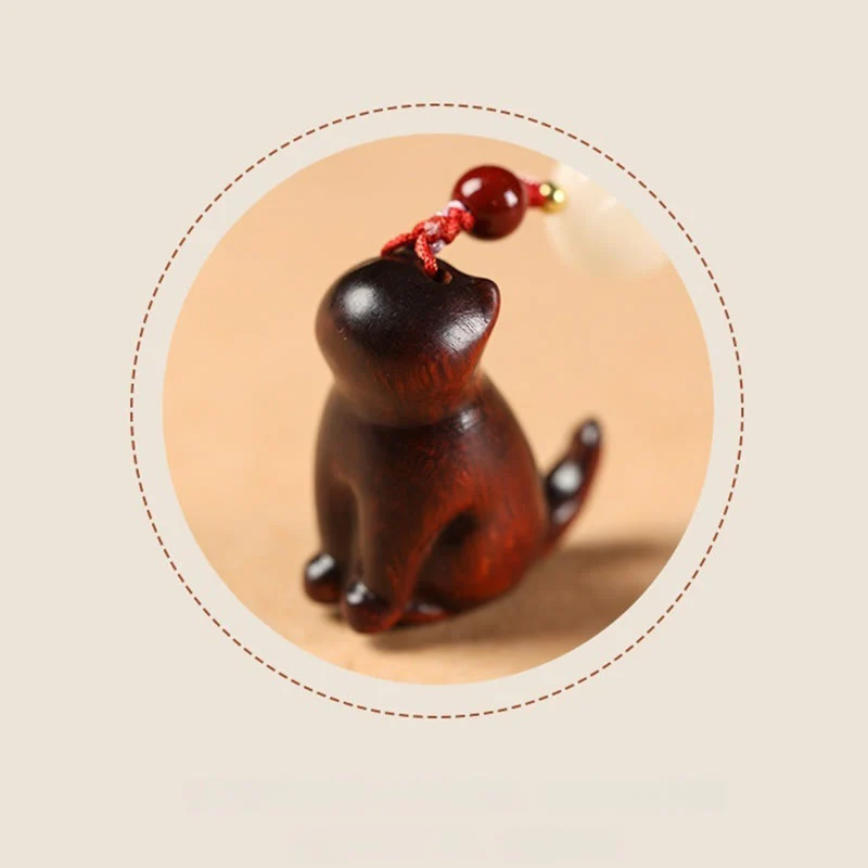 Buddha Stones Małe Liście Czerwone Drzewo Sandałowe Zielone Drzewo Sandałowe Siedzący Kot Uspokajający Telefon Wiszący Dekoracja - Image 8