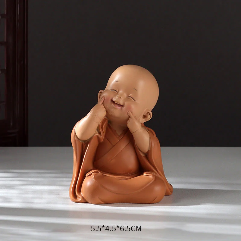 Buddha Stones Małe Mini Medytacja Modlący się Mnich Spokój Żywica Dekoracja Domu - Image 11