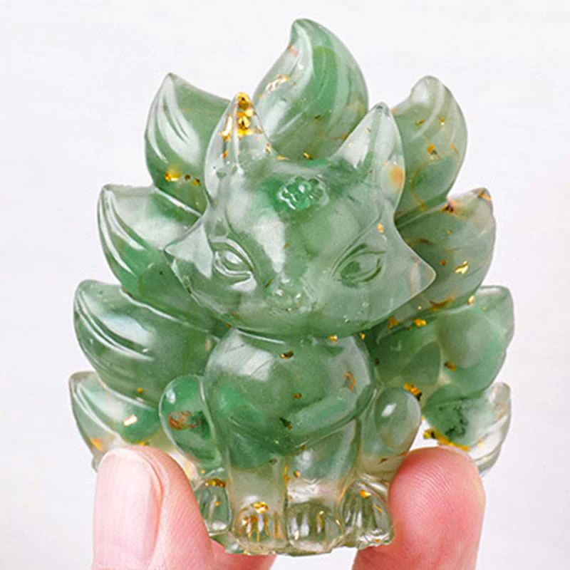 Buddha Stones Małe Różne Kamień Kwarc Truskawkowy Ametyst Zielony Awenturyn Dziewięcioogonowy Lis Uzdrawiający Dekoracja Domu - Image 10