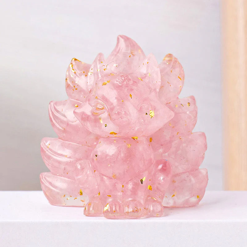 Buddha Stones Małe Różne Kamień Kwarc Truskawkowy Ametyst Zielony Awenturyn Dziewięcioogonowy Lis Uzdrawiający Dekoracja Domu - Image 13