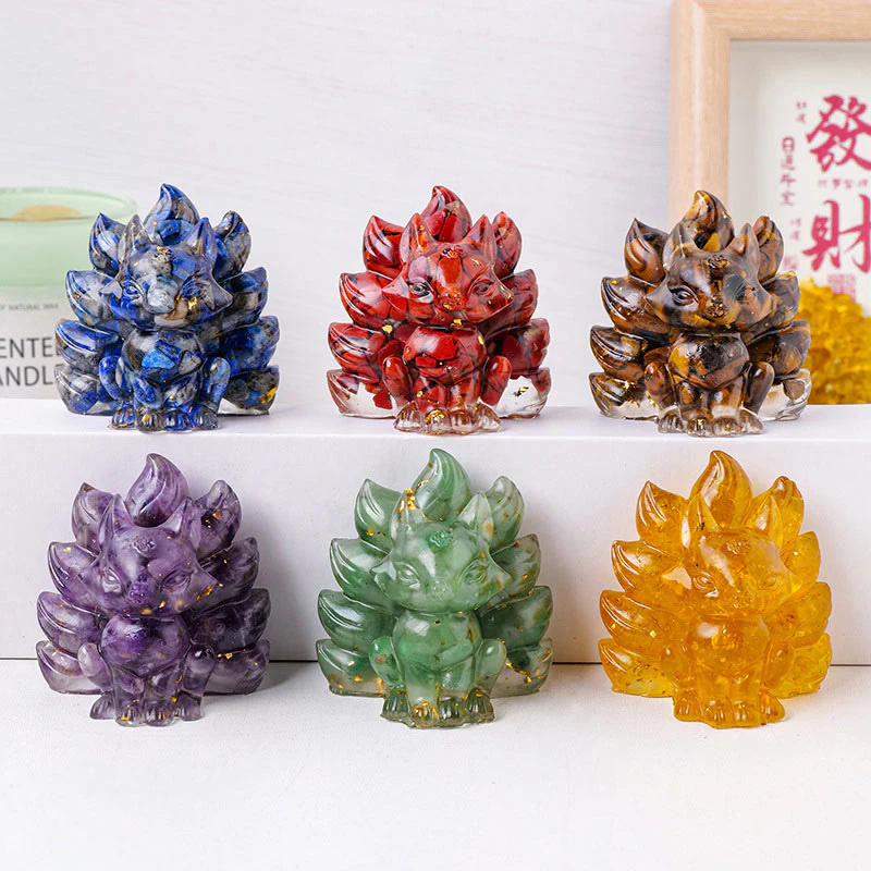 Buddha Stones Małe Różne Kamień Kwarc Truskawkowy Ametyst Zielony Awenturyn Dziewięcioogonowy Lis Uzdrawiający Dekoracja Domu - Image 30