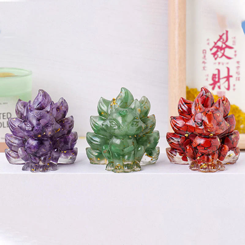 Buddha Stones Małe Różne Kamień Kwarc Truskawkowy Ametyst Zielony Awenturyn Dziewięcioogonowy Lis Uzdrawiający Dekoracja Domu - Image 31