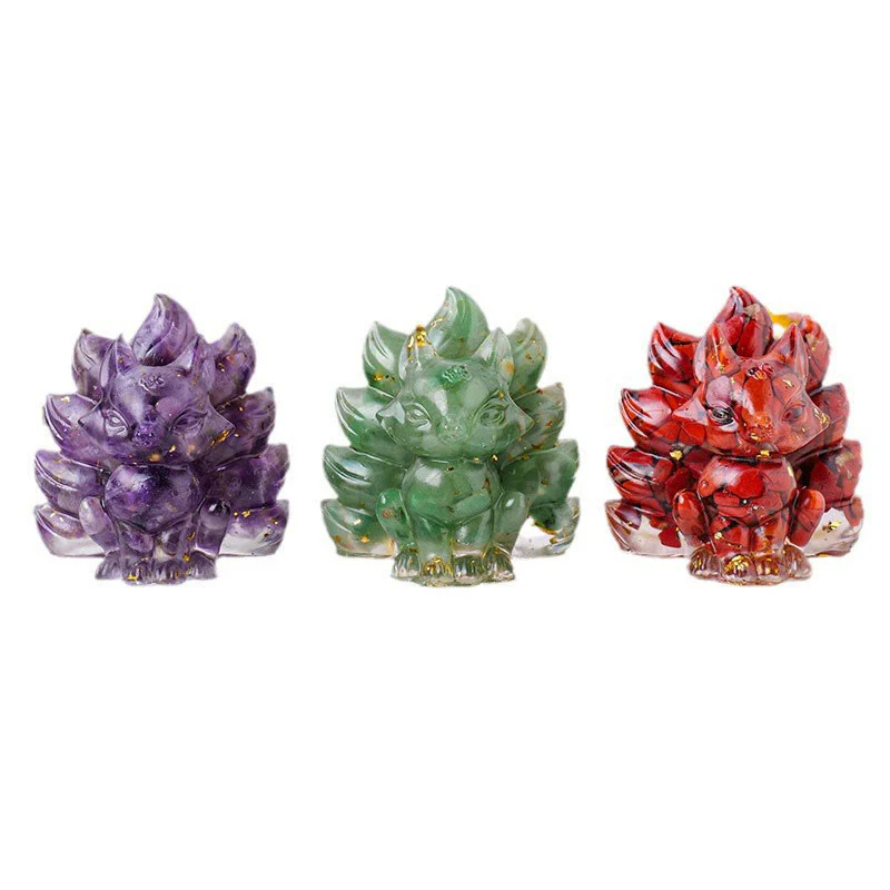 Buddha Stones Małe Różne Kamień Kwarc Truskawkowy Ametyst Zielony Awenturyn Dziewięcioogonowy Lis Uzdrawiający Dekoracja Domu - Image 32