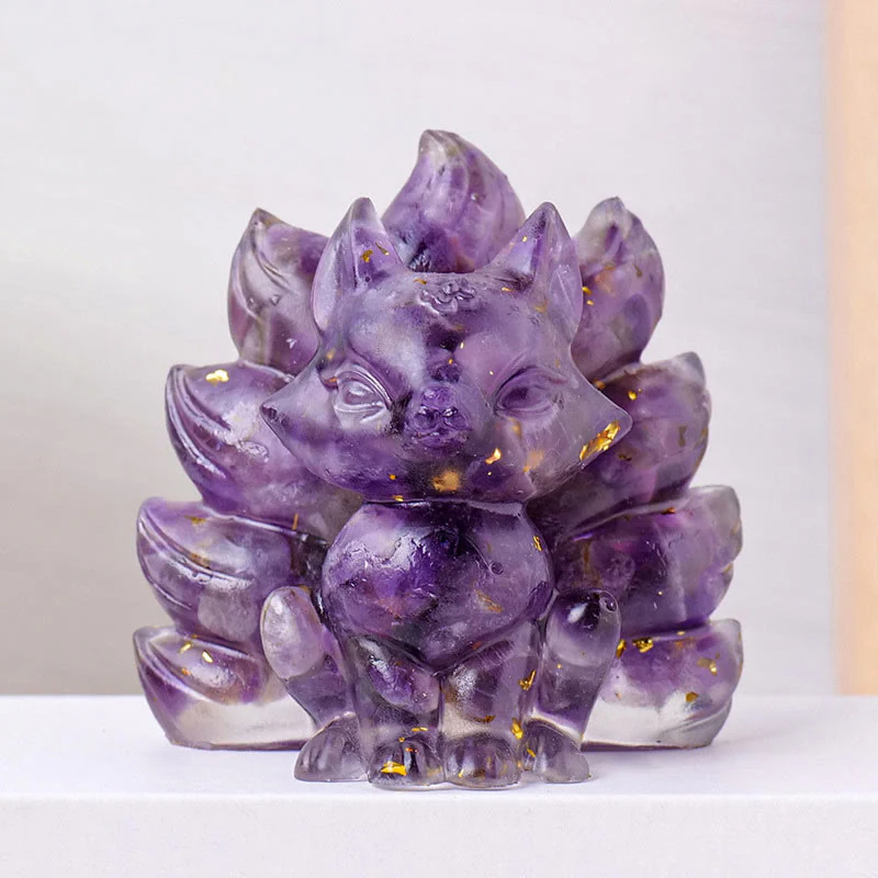 Buddha Stones Małe Różne Kamień Kwarc Truskawkowy Ametyst Zielony Awenturyn Dziewięcioogonowy Lis Uzdrawiający Dekoracja Domu - Image 5